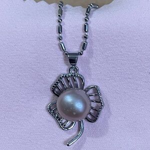 Elegant Sterling Silver Purple South Sea Pearl Pendant Necklace